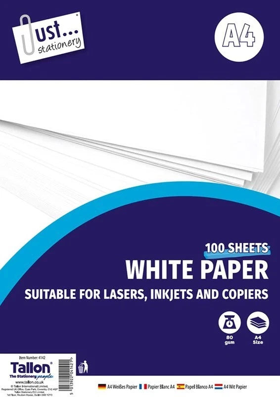 A4 Copy Printer Paper 80gsm 100 Sheets Office Multi Purpose Inkjet Laser Copier