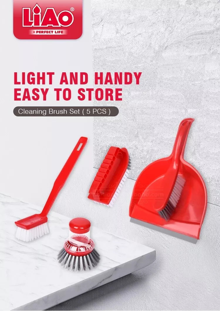 5 Piece Cleaning Set – Dustpan, Brush & Floor Scrubbing Tools for Kitchen, Bathroom & Home Cleaning