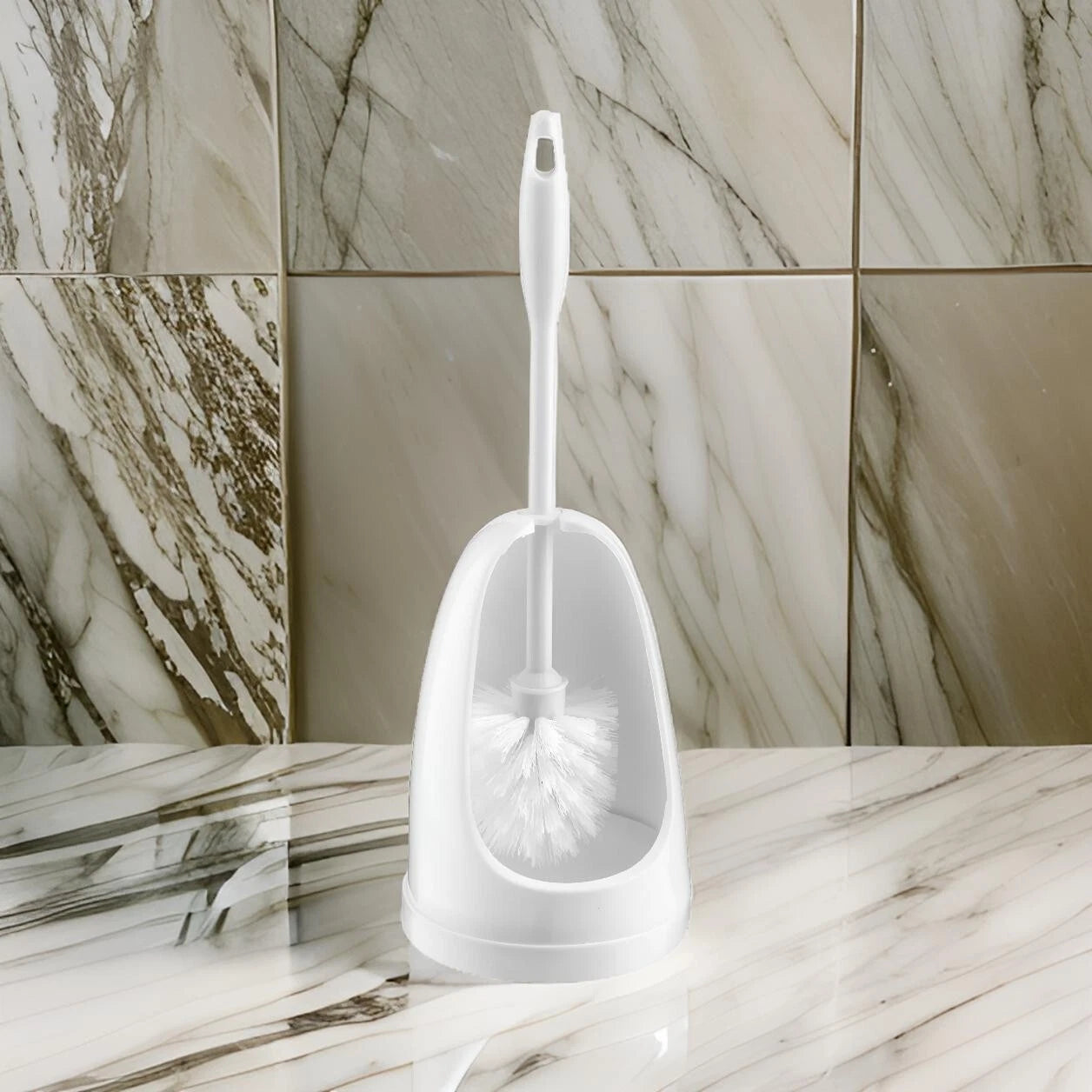 Toilet Brush and Holder Set Plastic Bathroom Accessories Cleaning Freestanding