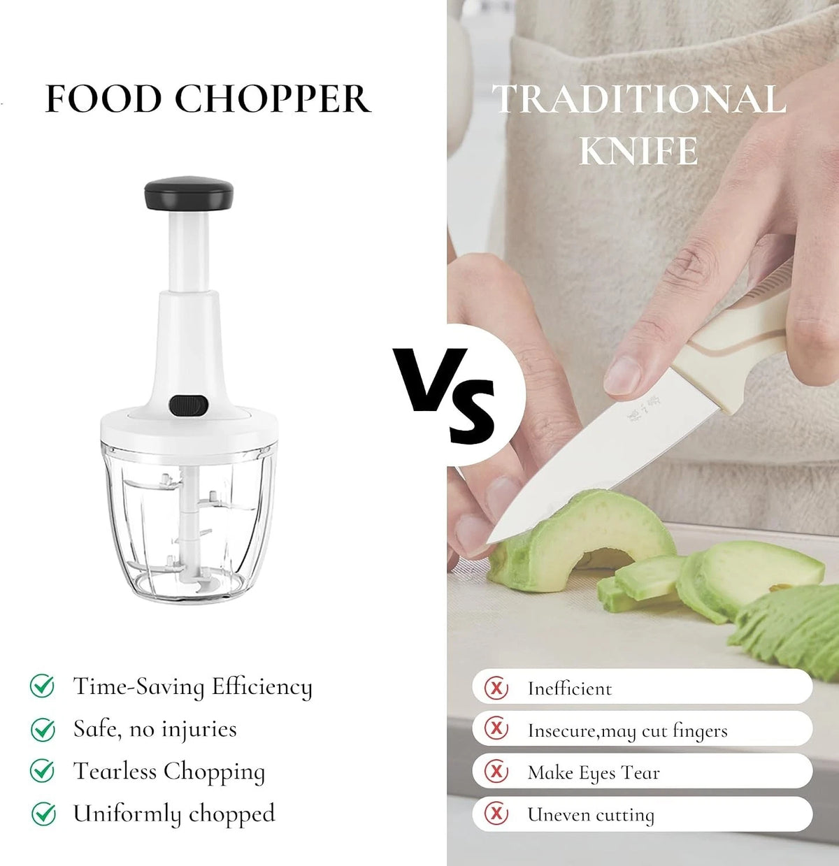 Hand Press Food Chopper Manual Food Processor Vegetable Blender Grinder Dicer