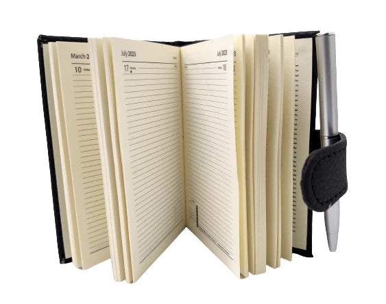 2027 Page a Day A7 Diary Soft Leather Feel Pocket Size Journal With Pen Gift