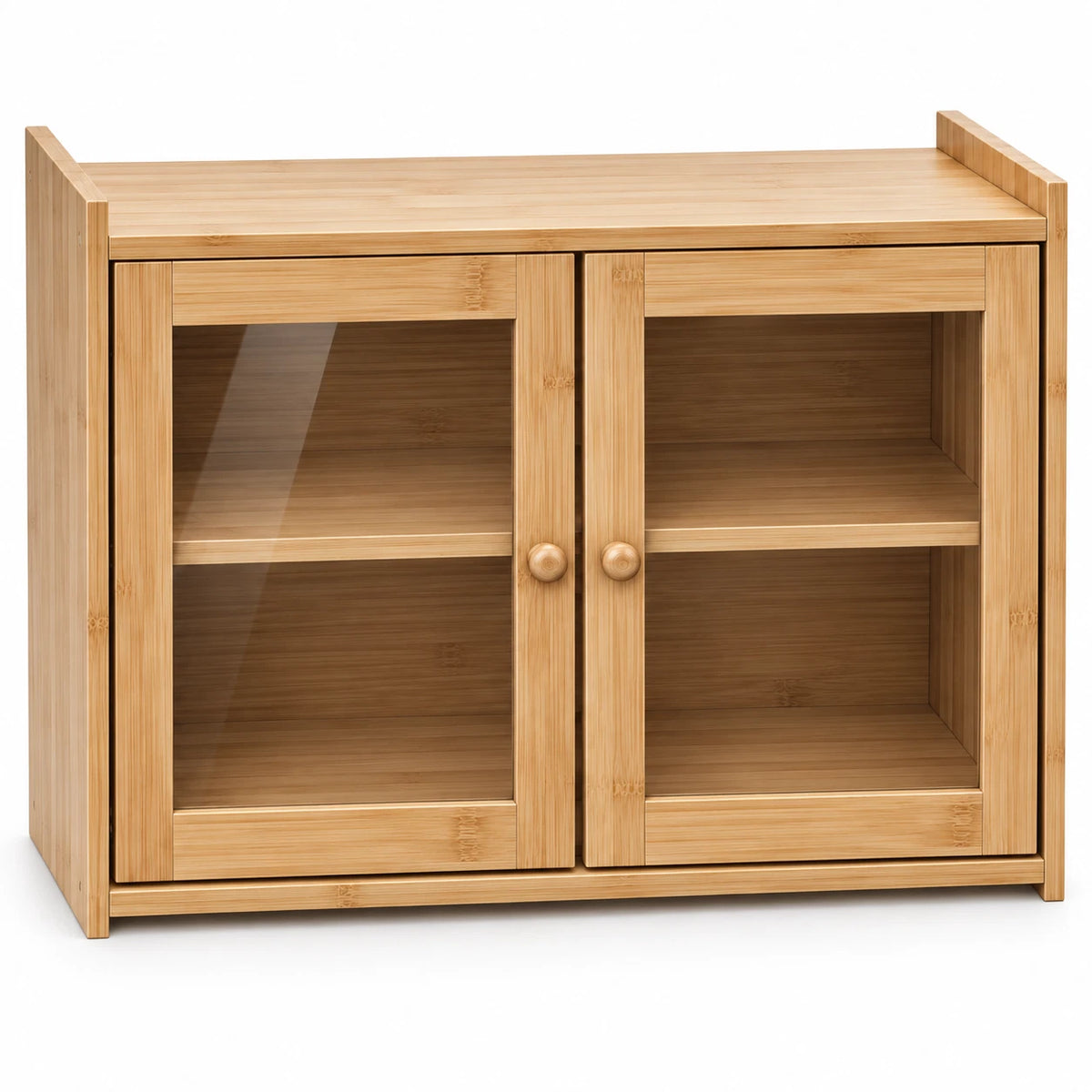 Bamboo Bread Bin Box Kitchen Countertop Storage Cabinet 2 Tier Compact