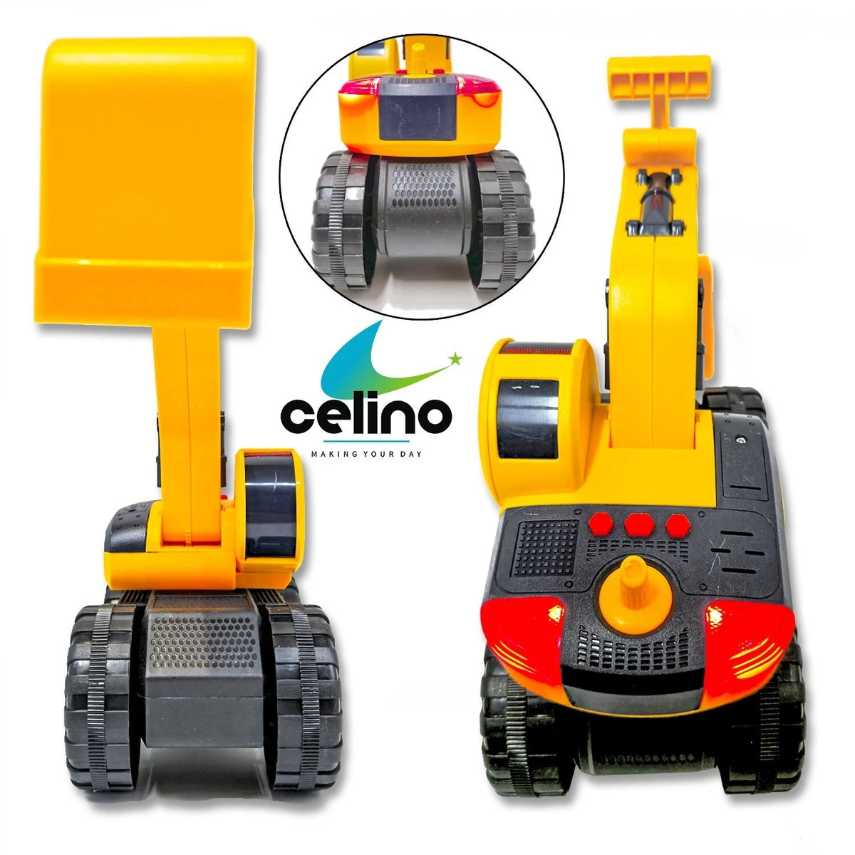 Backhoe Construction Vehicle Toy Truck Friction Power Lights & Sound Kids Boys