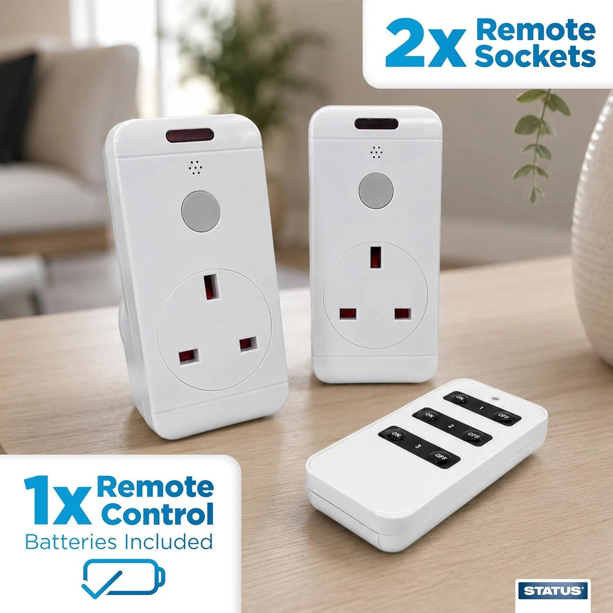 Remote Control Sockets UK 20M Range 13A Energy Saving Plug In Sockets Pack of 2