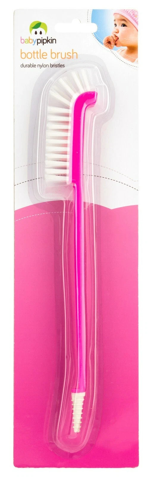 Long Handle Baby Bottle Brush Nylon Bristles 2 in 1 Curve Head Washing Up Clean