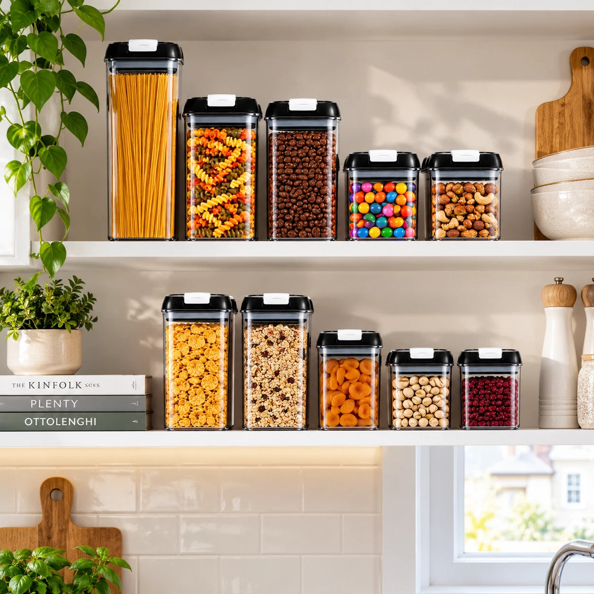 7 Pcs Food Storage Containers with Lids Airtight BPA Free Plastic Set Stackable