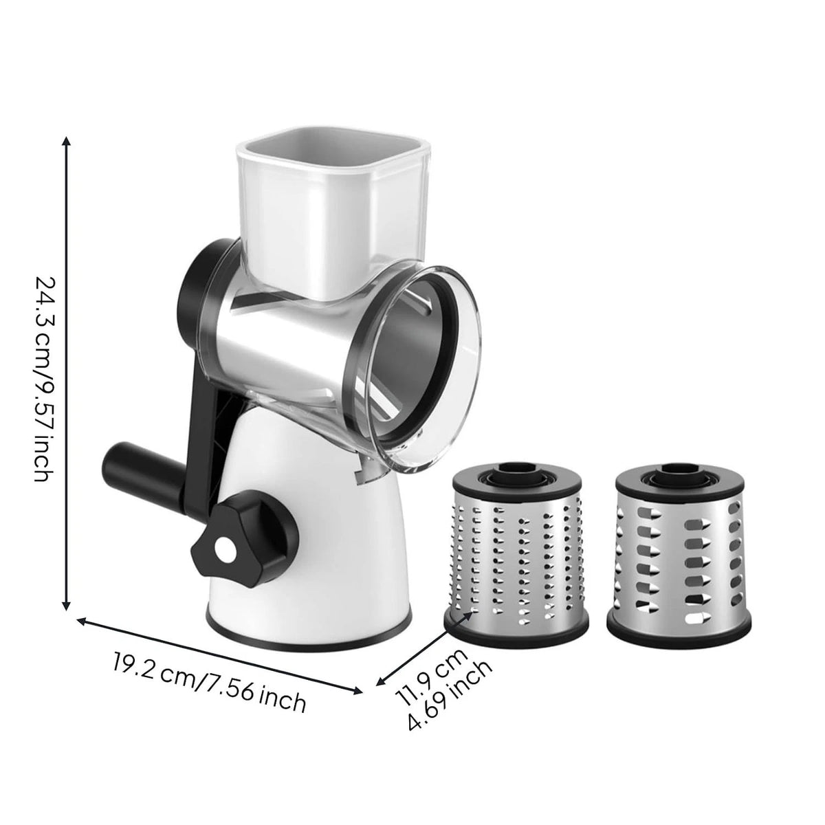 3 in 1 Rotary Cheese Grater Vegetable Slicer Manual Food Chopper Stainless Steel