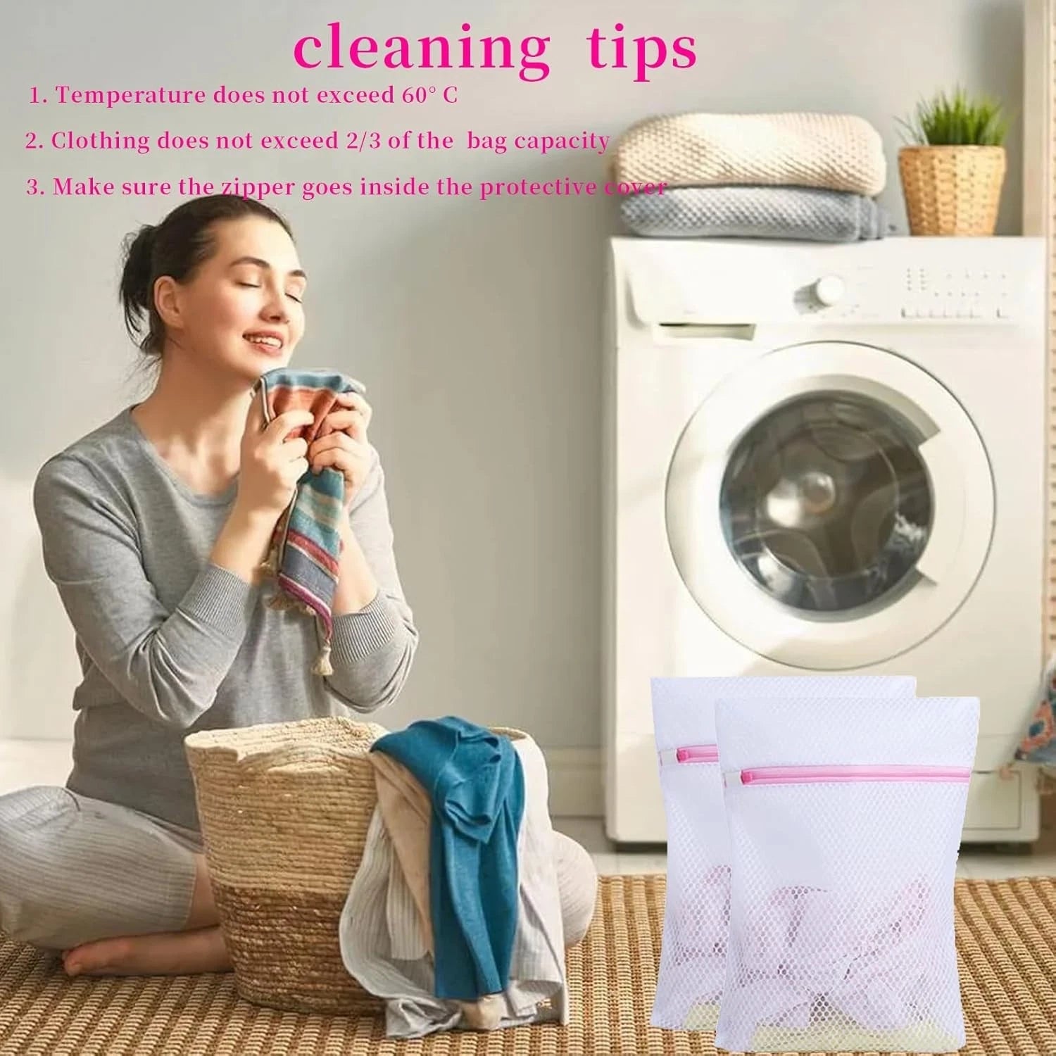 Mesh Washing Bag for Laundry Bra Lingerie Underwear Shoe Sock Zipper Delicates