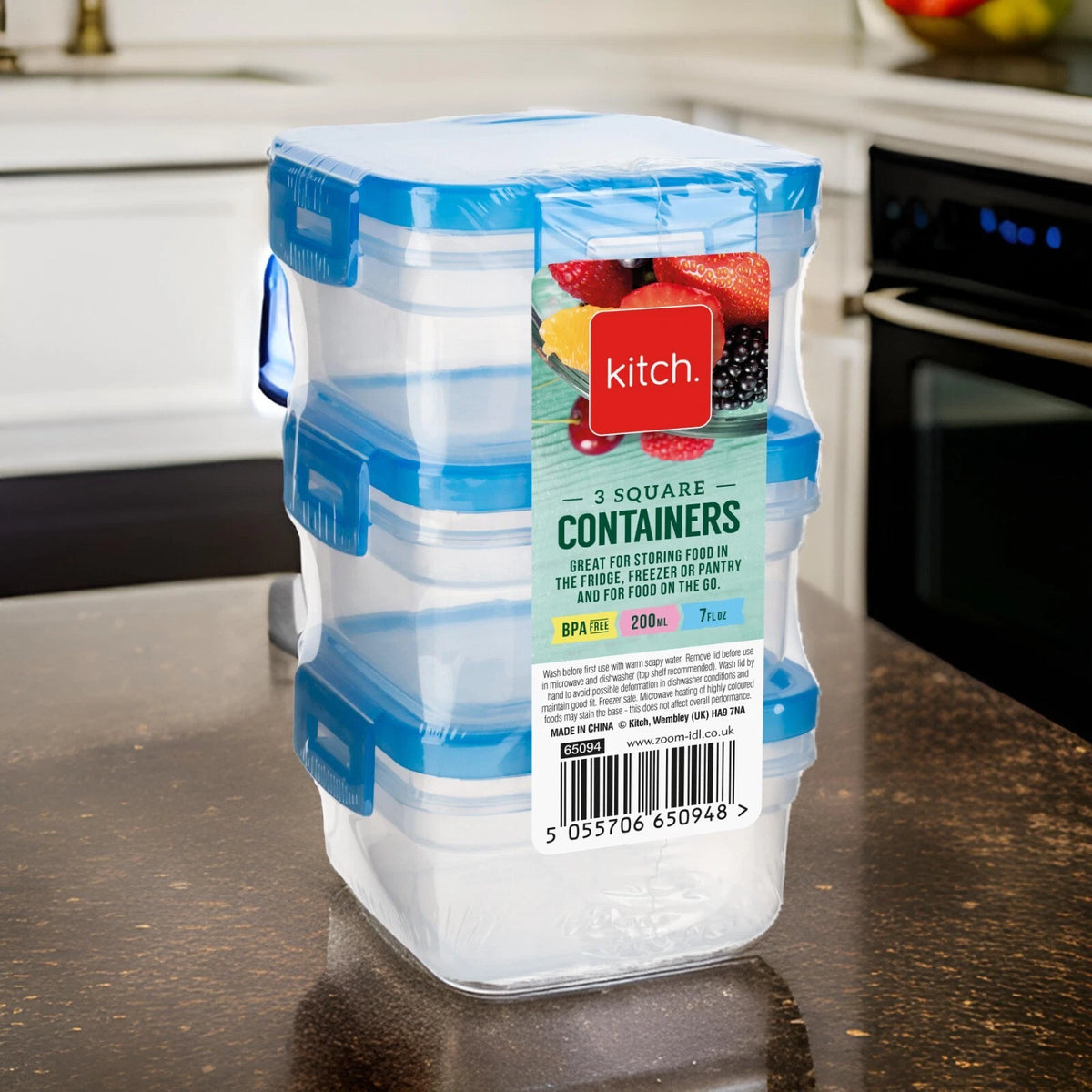 3x Plastic Food Storage Containers With Lid Airtight Box Reusable BPA Free 200ml