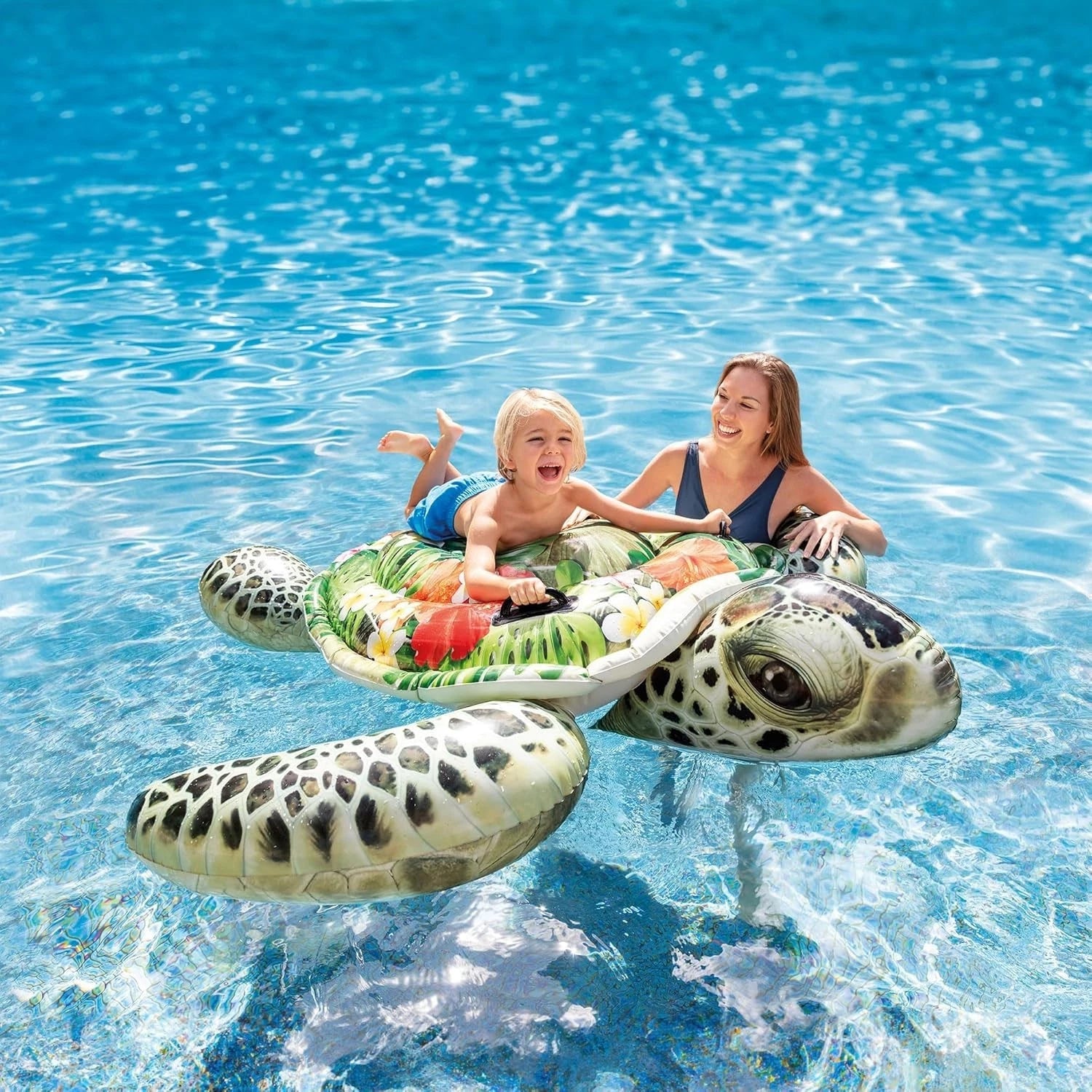 Intex Sea Turtle Inflatable Swimming Pool Float Ride On Realistic Print