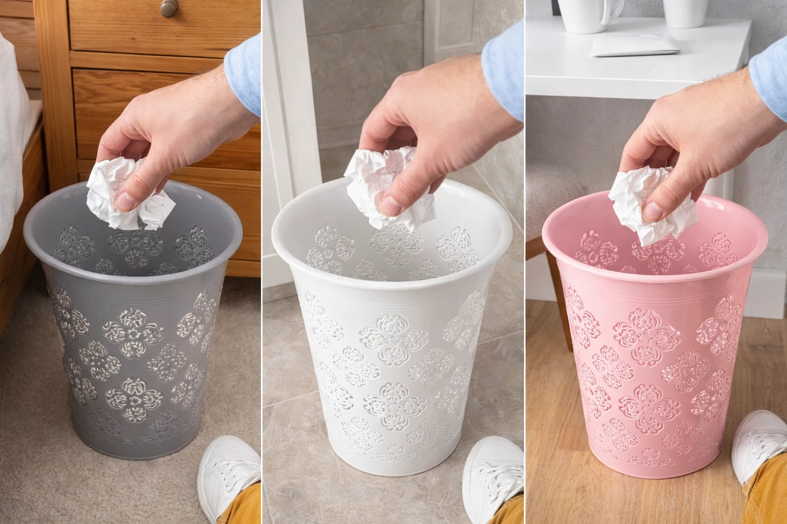8L Waste Paper Bin Office Bedroom Bathroom Home Floral Rubbish Kitchen Dustbin