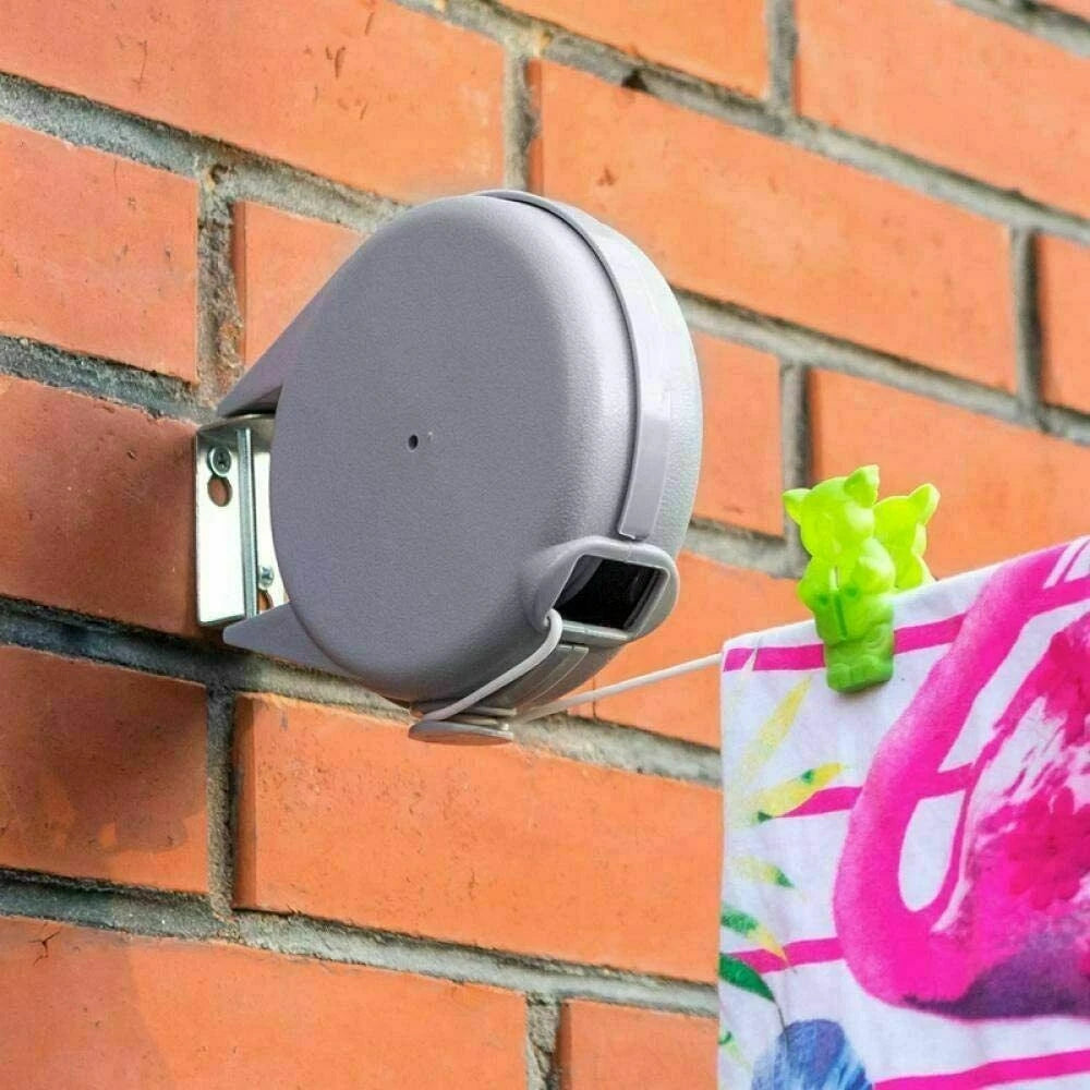 15M Retractable Clothes Line Reel Double Laundry Washing Wall Mounted Outdoor