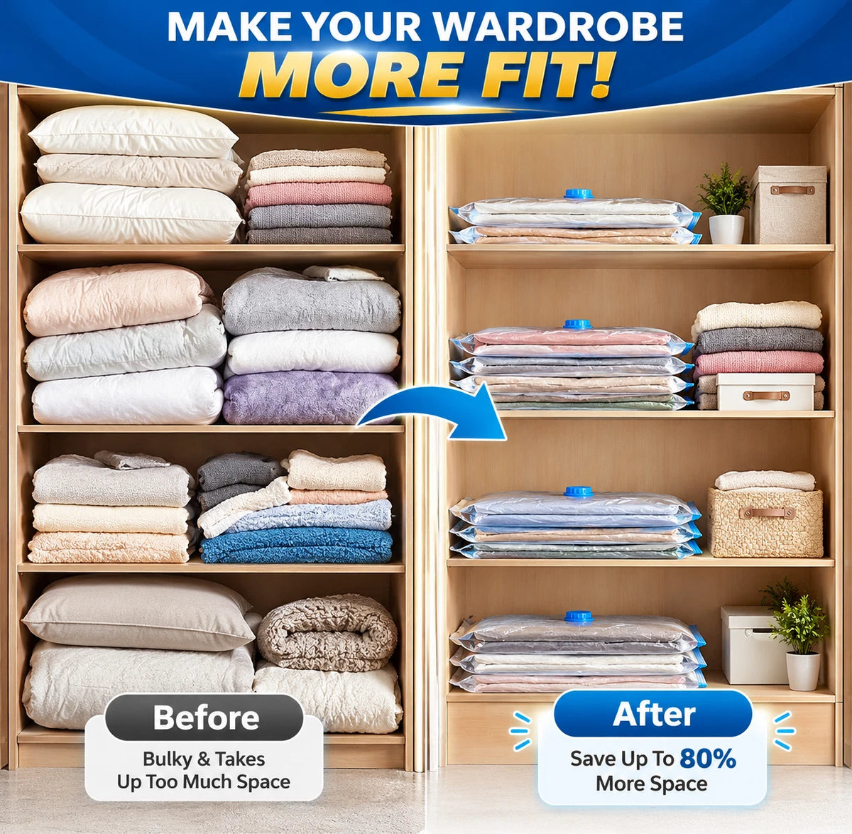 Vacuum Storage Bags for Clothes Duvets Vacum Small Medium Large Space Saving
