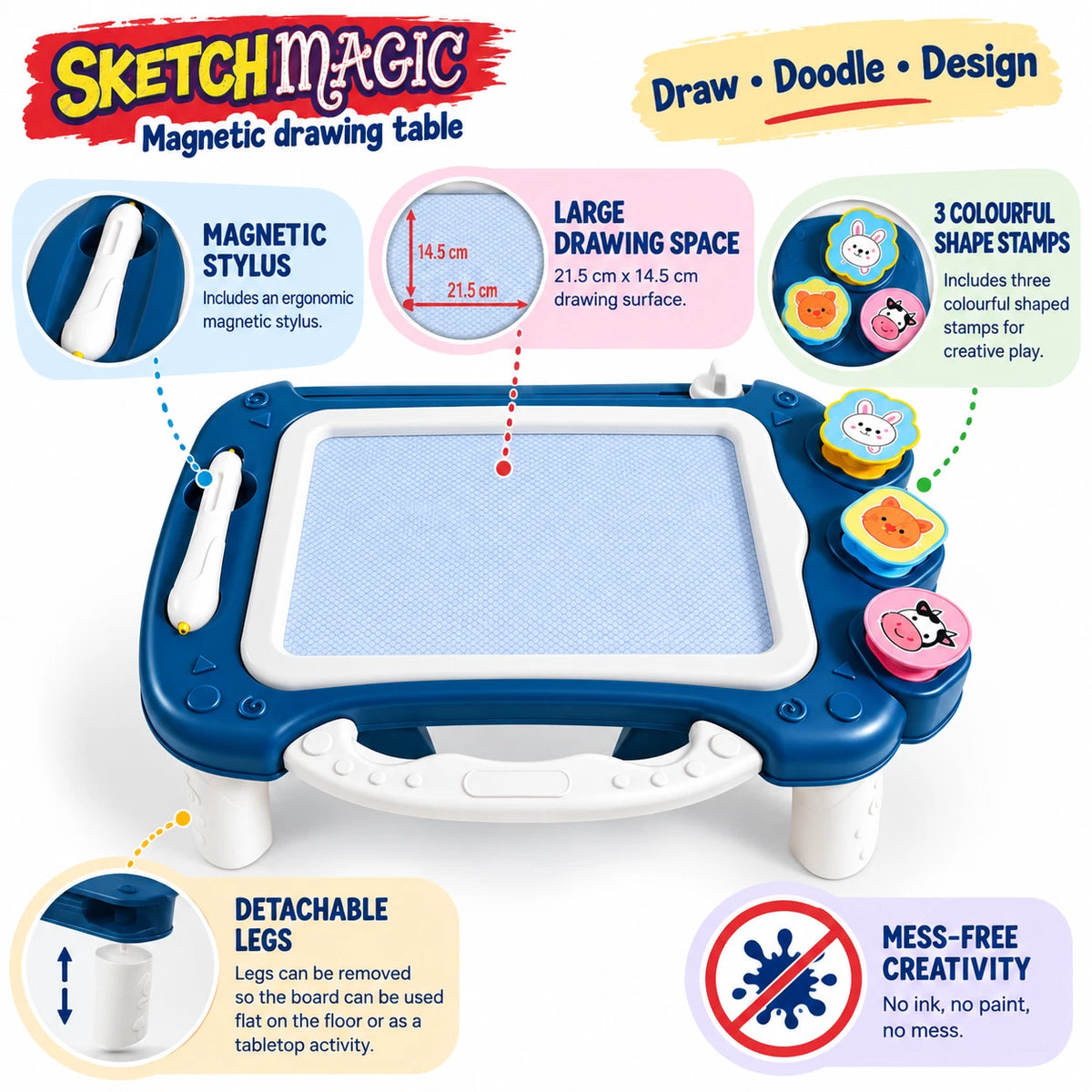 Magnetic Kids Writing Drawing Board Table Magic Writer Magnetic Slate Doodle Pad