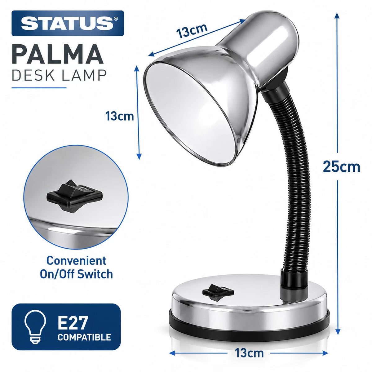 Flexible Desk Lamp Study Table Adjustable Lamp Home Office Reading Light On/Off