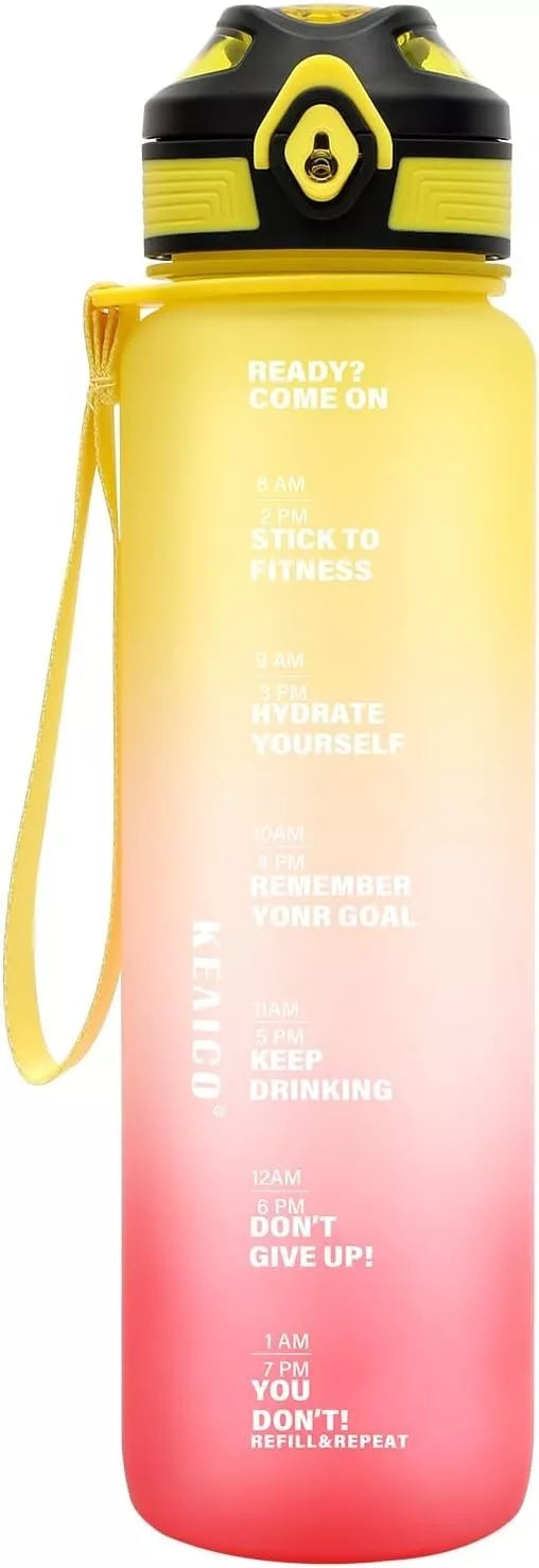 1L Sports Water Bottle Gym Travel Drinking Leak proof Bottle with Straw BPA Free