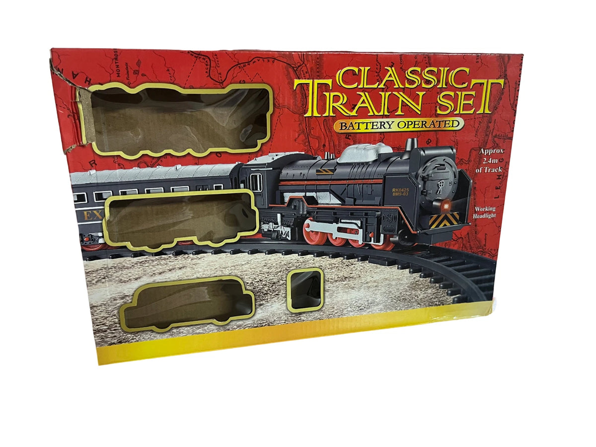 Classic Battery Operated Train Set With Tracks Light Engine Children Kids Toy