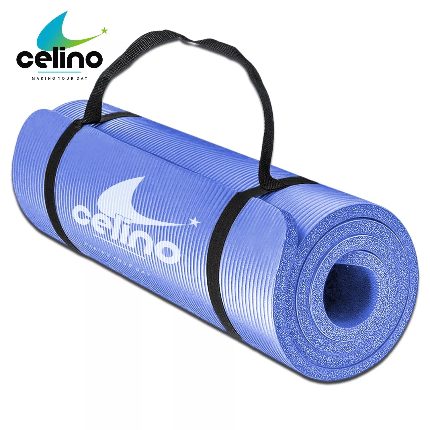 Yoga Mat Thick 10mm Non Slip NBR Carry Strap 183cm x 61cm Fitness Exercise Gym