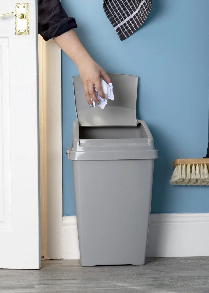 25/50L Plastic Swing Top Dust Bin Waste Rubbish Trash Can Home Kitchen Office