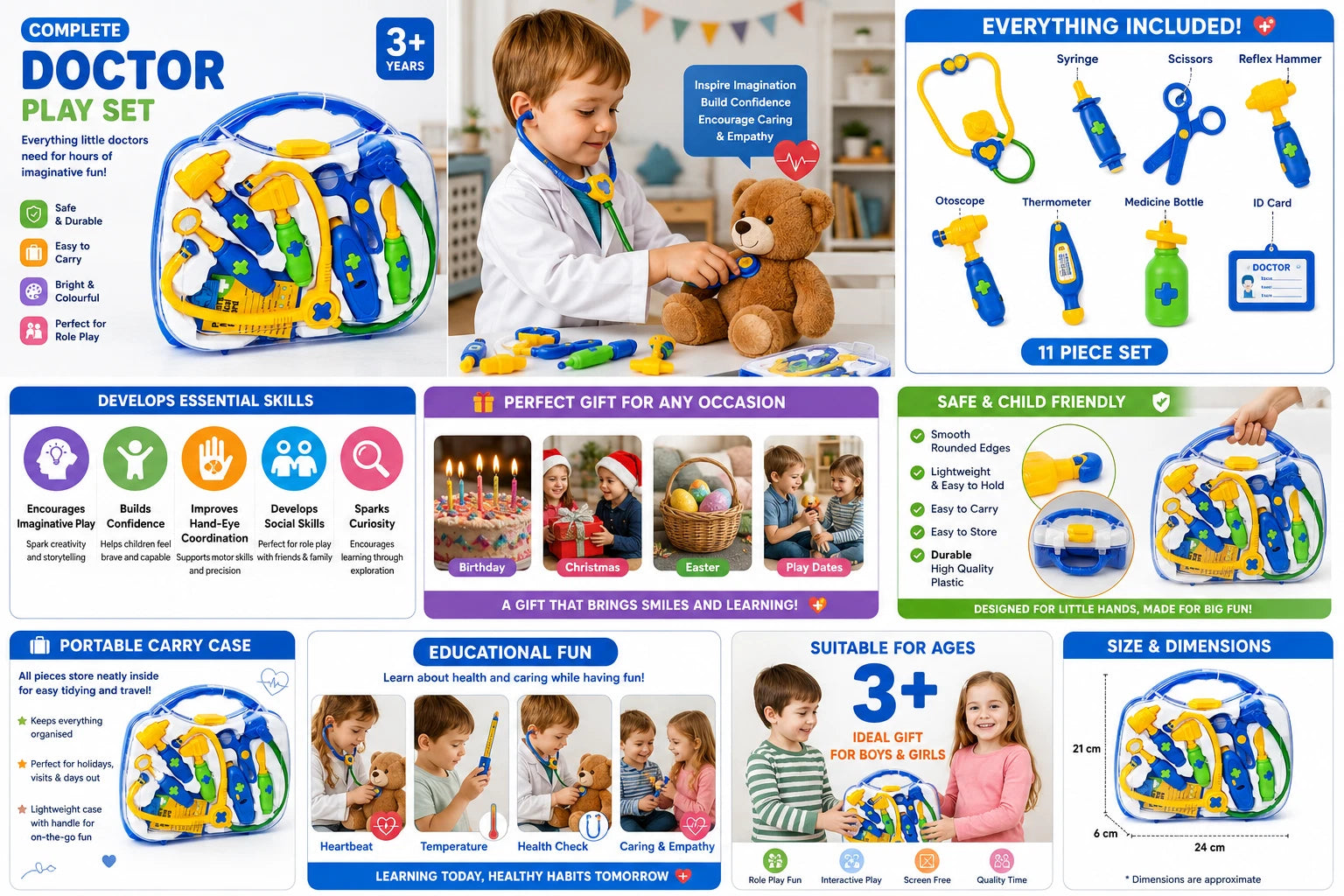 Kids Doctor & Nurse Role Play Medical Kit Set with Carry Case – Children's Pretend Play Toy