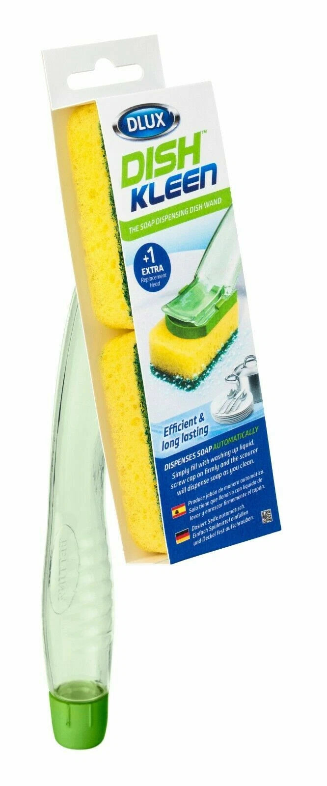 Refillable Dish Brush with Soap Dispenser – Kitchen Washing Up Brush & Scouring Sponge Cleaner