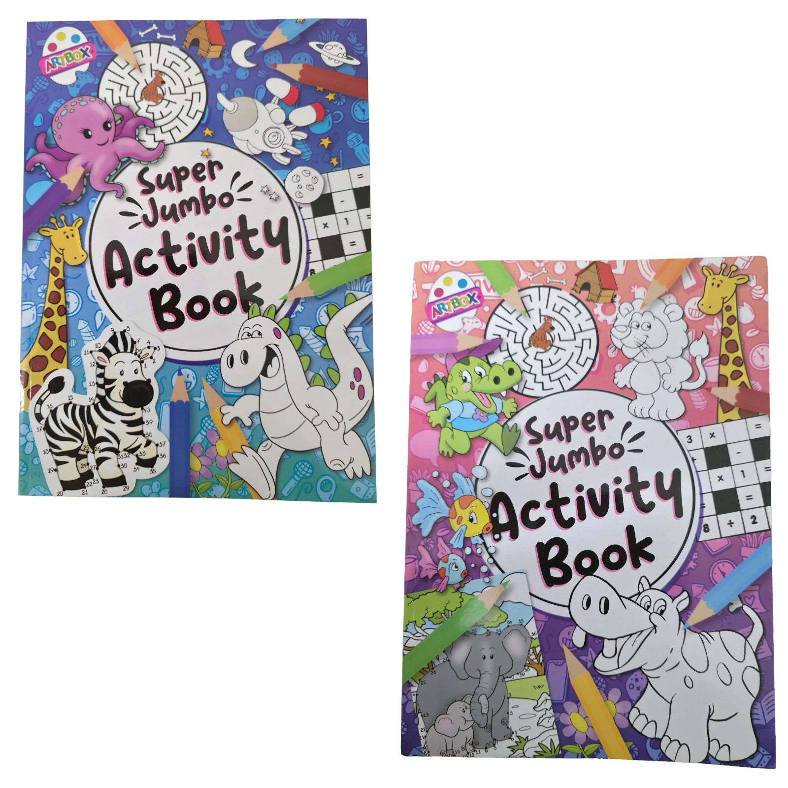 A4 Super Jumbo Kids Children Activity Book Travel Fun Animal Colouring Puzzles