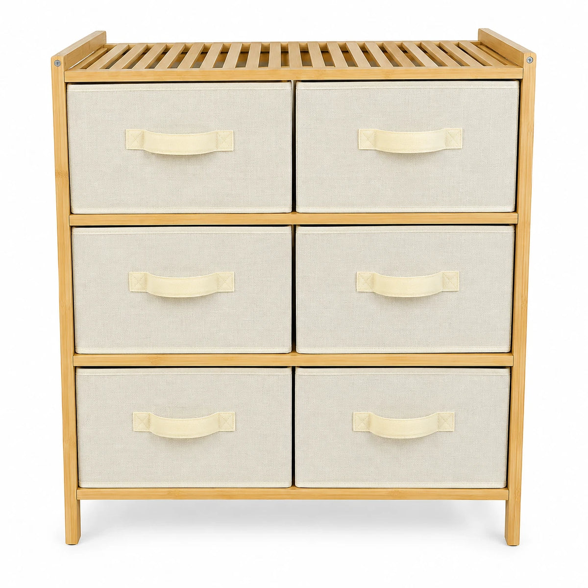 6 Chest of Drawers Fabric Bamboo Top Storage Unit Bedroom Dresser Living Room