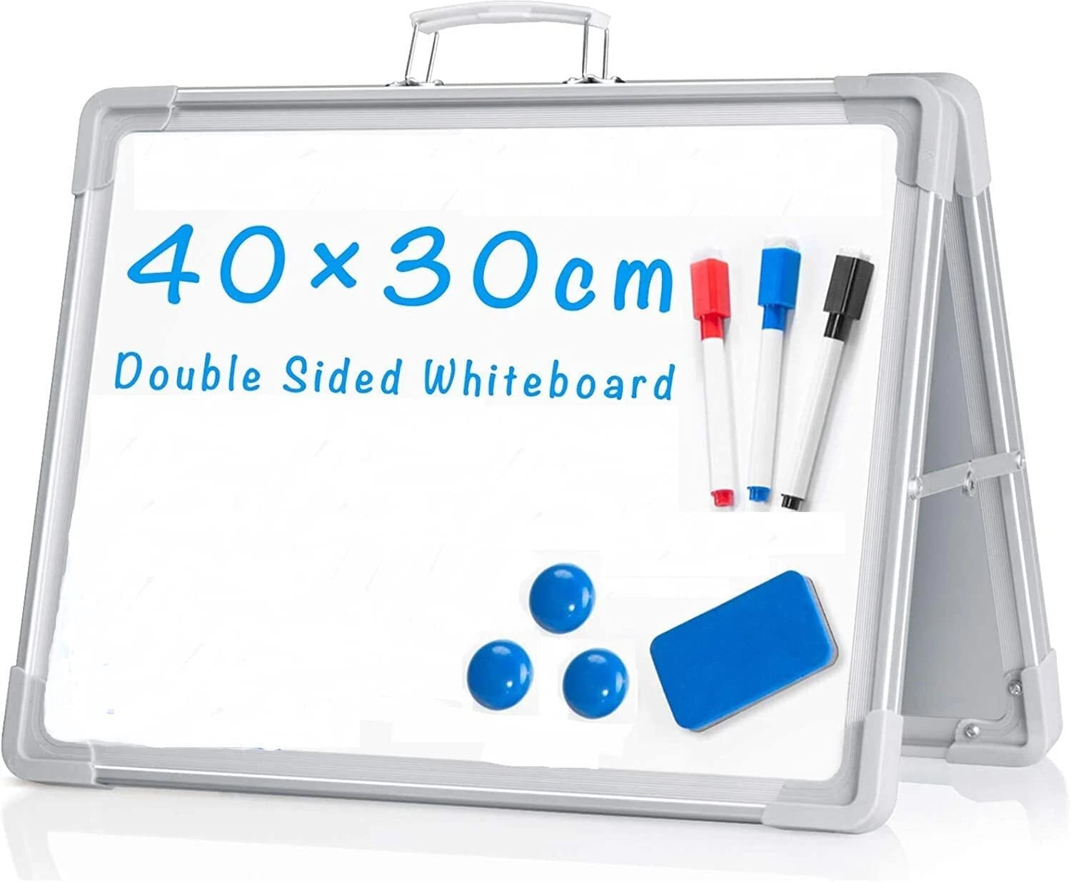 Magnetic Whiteboard Double Sided Dry Wipe Markers Classroom Office Travel UK