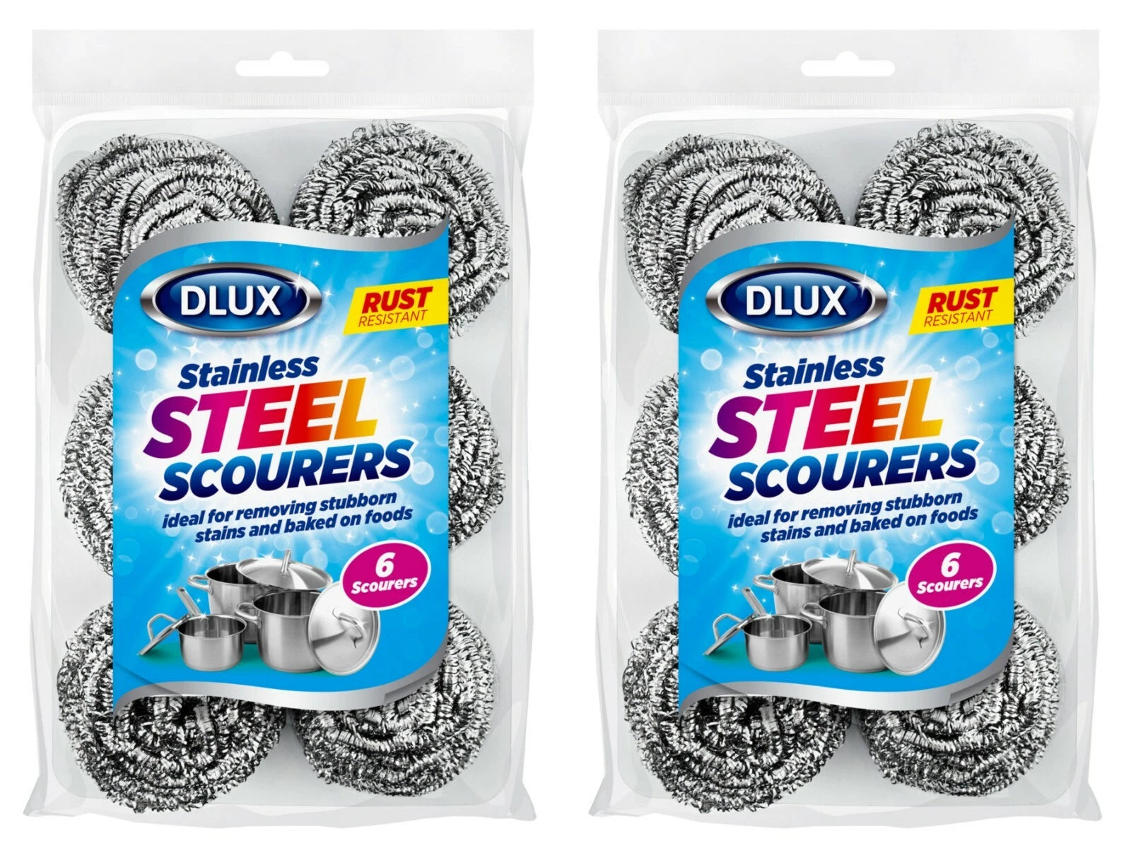 12 x Stainless Steel Scourers Kitchen Washing Cleaning Wire Pads Pan Stains
