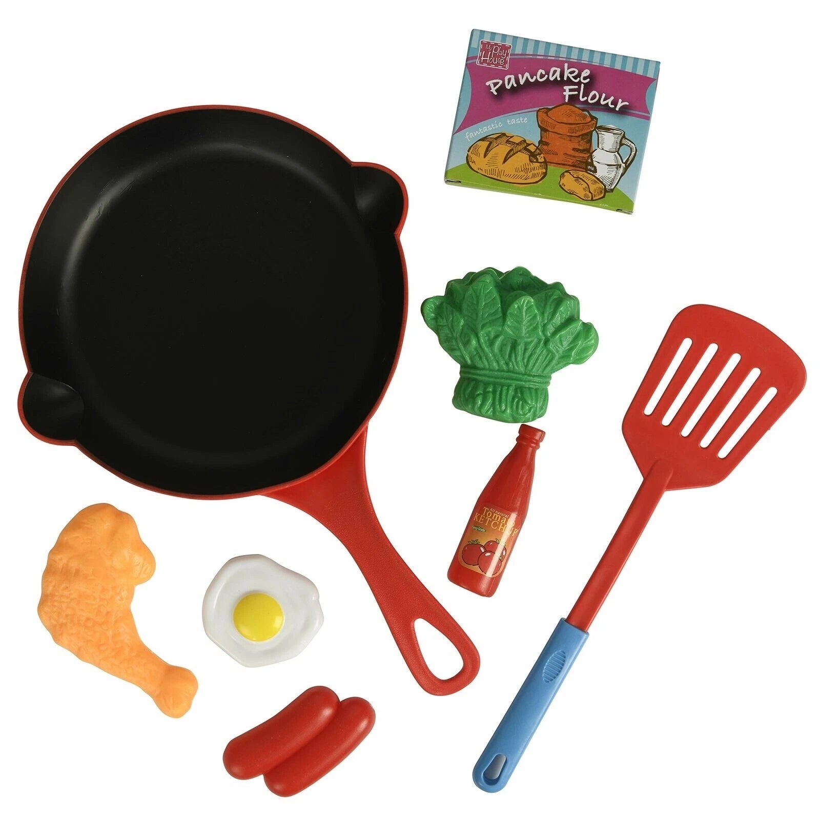 Kitchen Toy Pretend Play Chef Cooking Set Frying Pan With Accessories Girls Gift