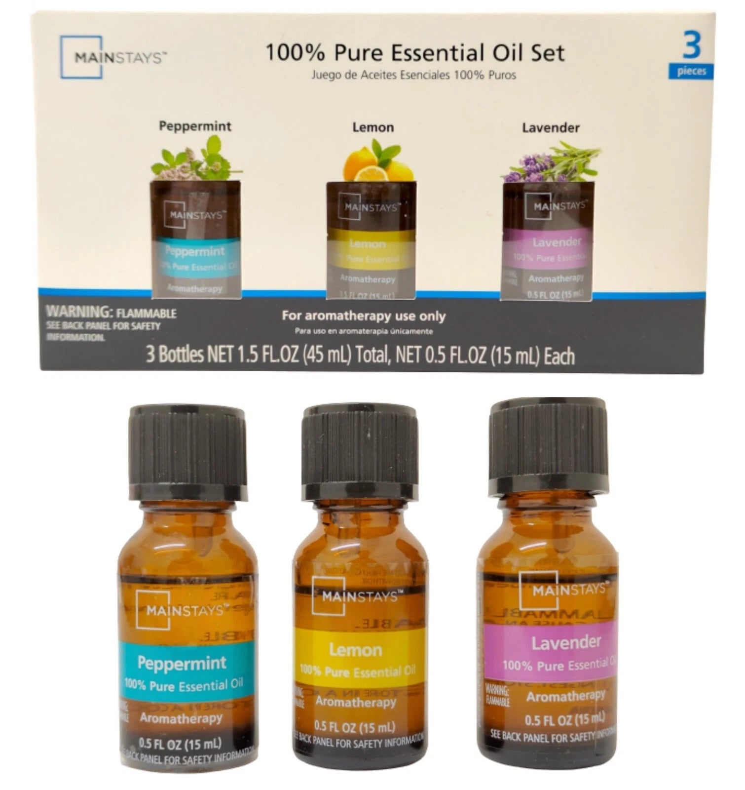 Essential Oil Set 3 Pack 100% Pure Aromatherapy Diffuser Fragrance Oils 15ml