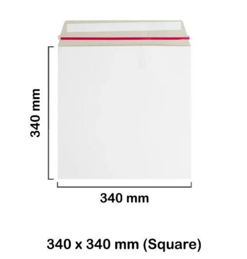 White Envelopes Peel & Seal All Board Calendar Mail Cardboard 340mm x 340mm