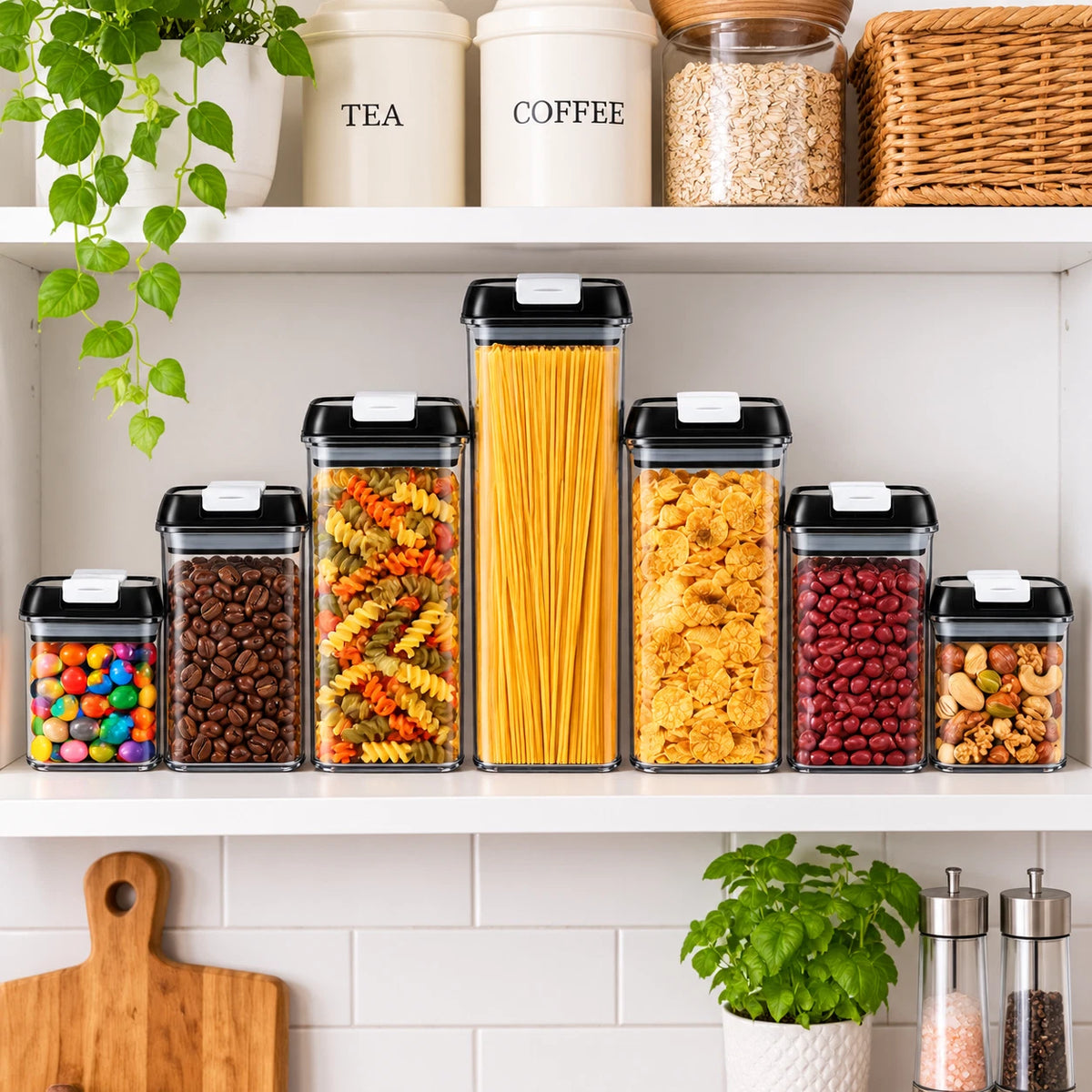 7 Pcs Food Storage Containers with Lids Airtight BPA Free Plastic Set Stackable