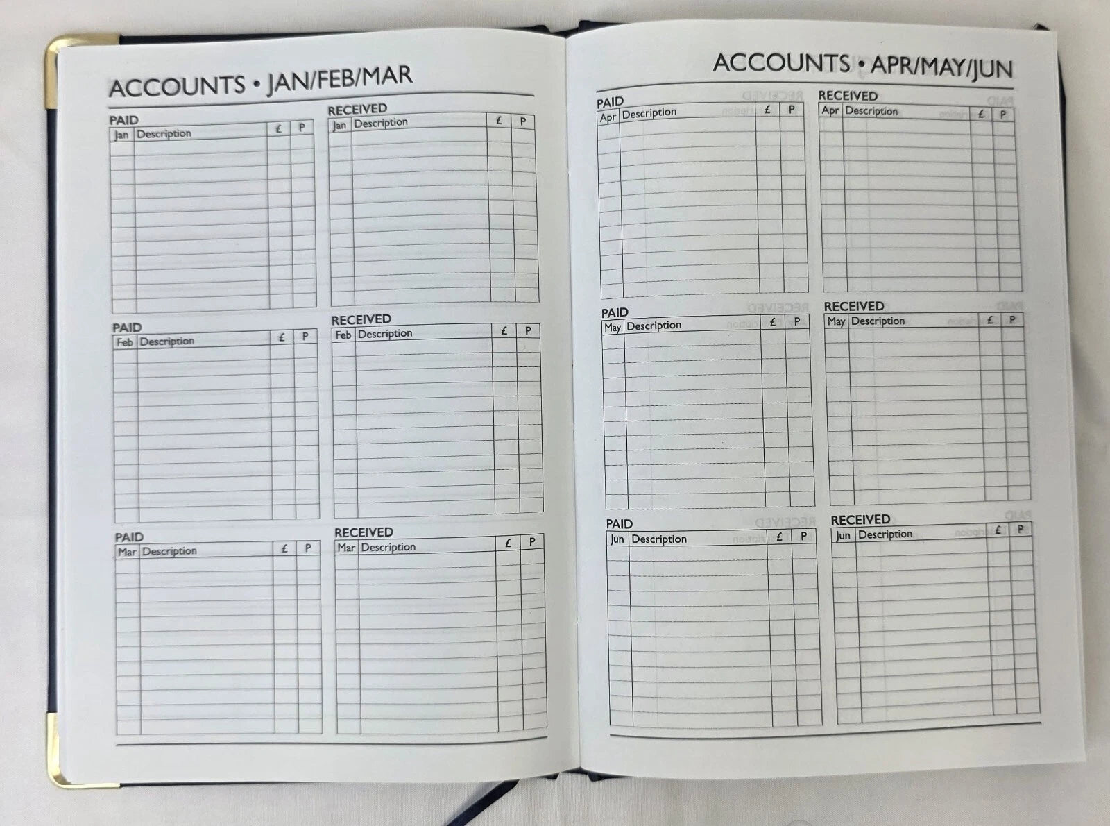 2027 Diary A4 Page a Day Padded Cover Metal Corner Split Weekend Year Planner