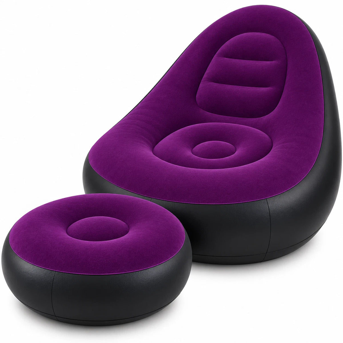 Inflatable Lounger Chair Sofa With Foot Stool Air Blow Up Couch Indoor Outdoor
