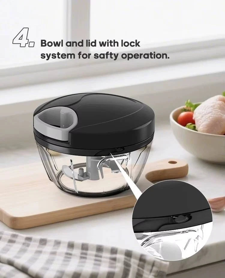 Manual Food Vegetable Chopper Pull String 400ml Cord Onion Slicer Hand Blender