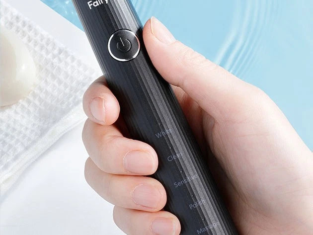 Fairywill E10 Electric Toothbrush Sonic USB Rechargeable 5 Modes 8 Heads Black