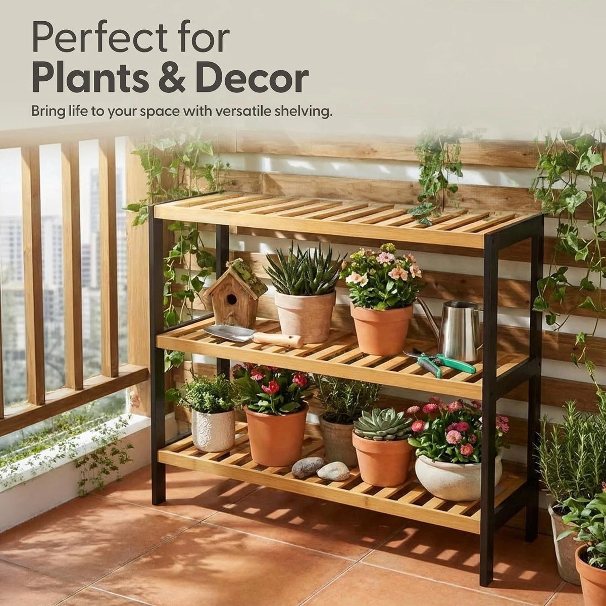 Bamboo Shoe Rack Organiser 3 Tier Wooden Storage Stand Shelf Holds 9 Pairs UK