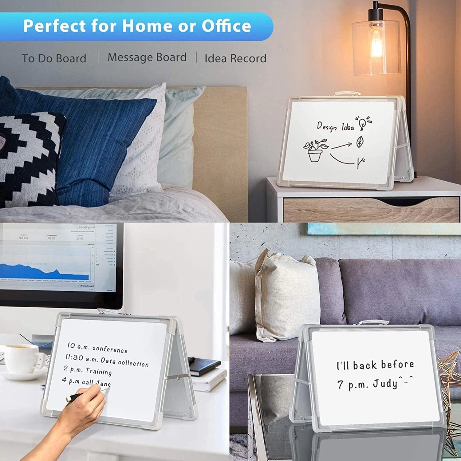Magnetic Whiteboard Double Sided Dry Wipe Markers Classroom Office Travel UK