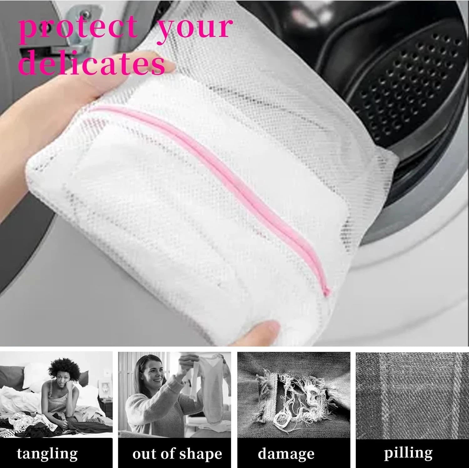 Mesh Washing Bag for Laundry Bra Lingerie Underwear Shoe Sock Zipper Delicates
