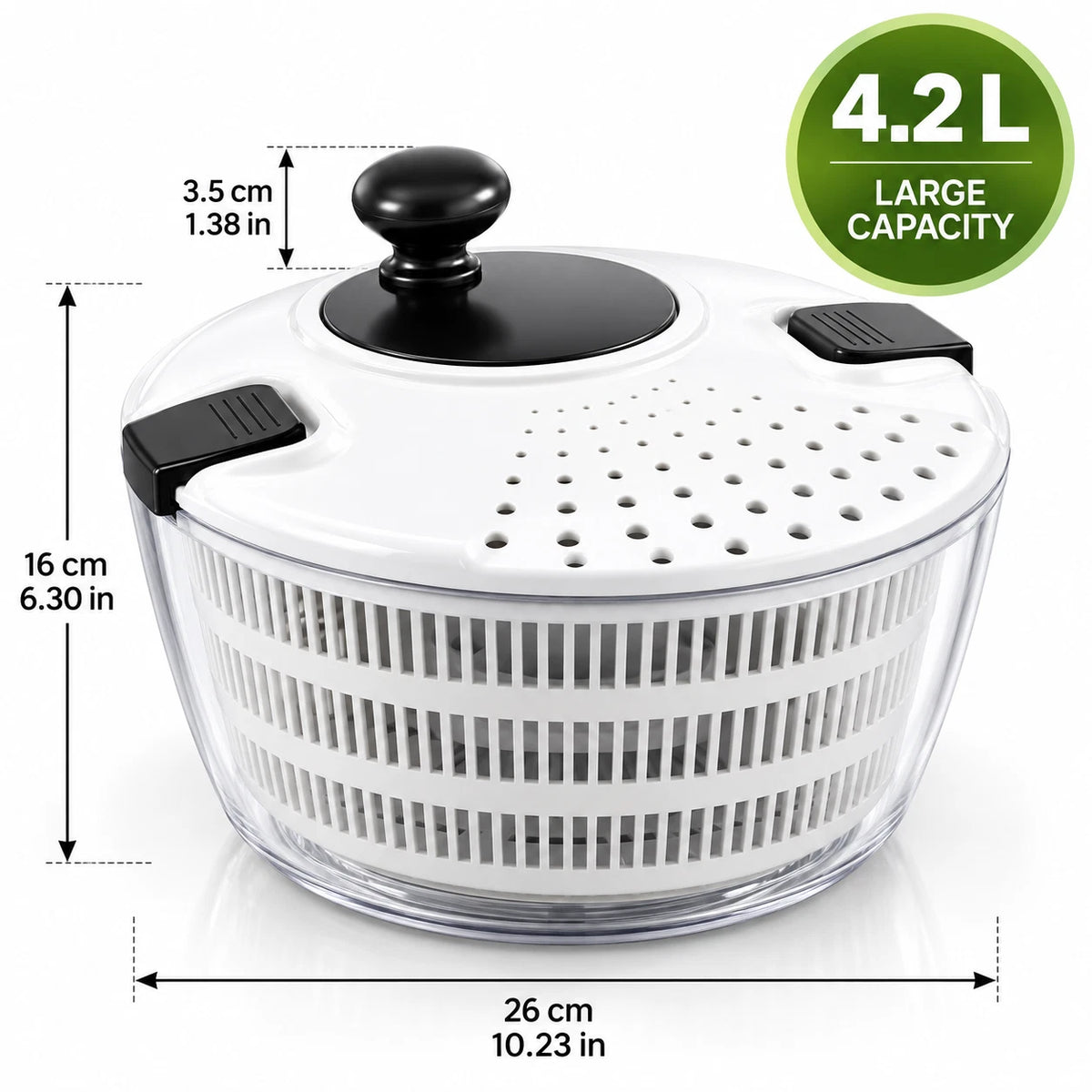 Salad Spinner 4L Lettuce Washer Vegetable Dryer Colander Strainer Drainer Bowl