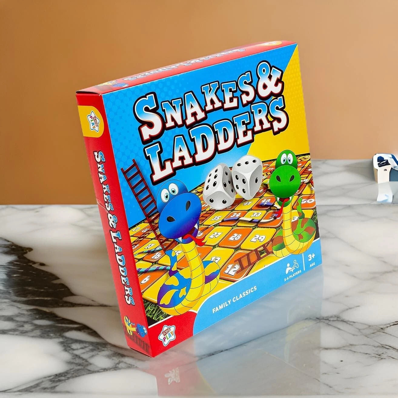 Snakes and Ladders Board Game Classic Traditional Family Game for Kids & Adults