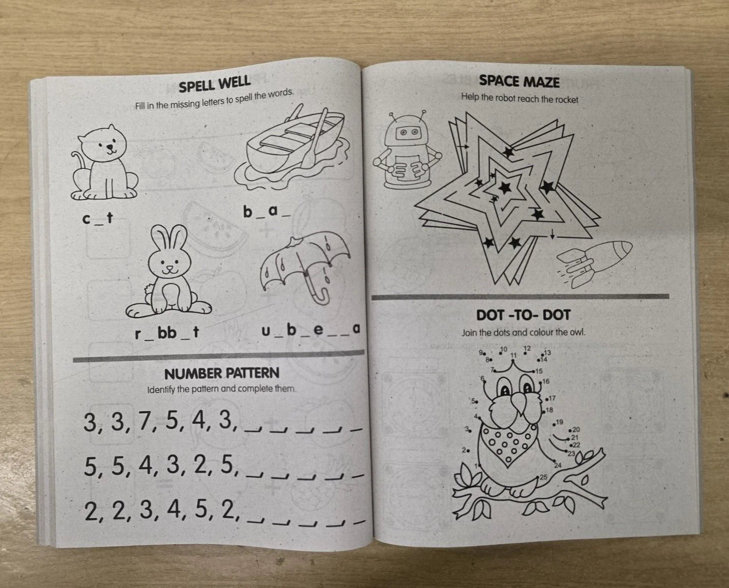 A4 Super Jumbo Kids Children Activity Book Travel Fun Animal Colouring Puzzles