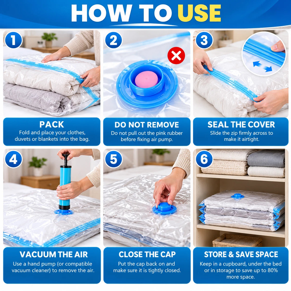 Vacuum Storage Bags for Clothes Duvets Vacum Small Medium Large Space Saving