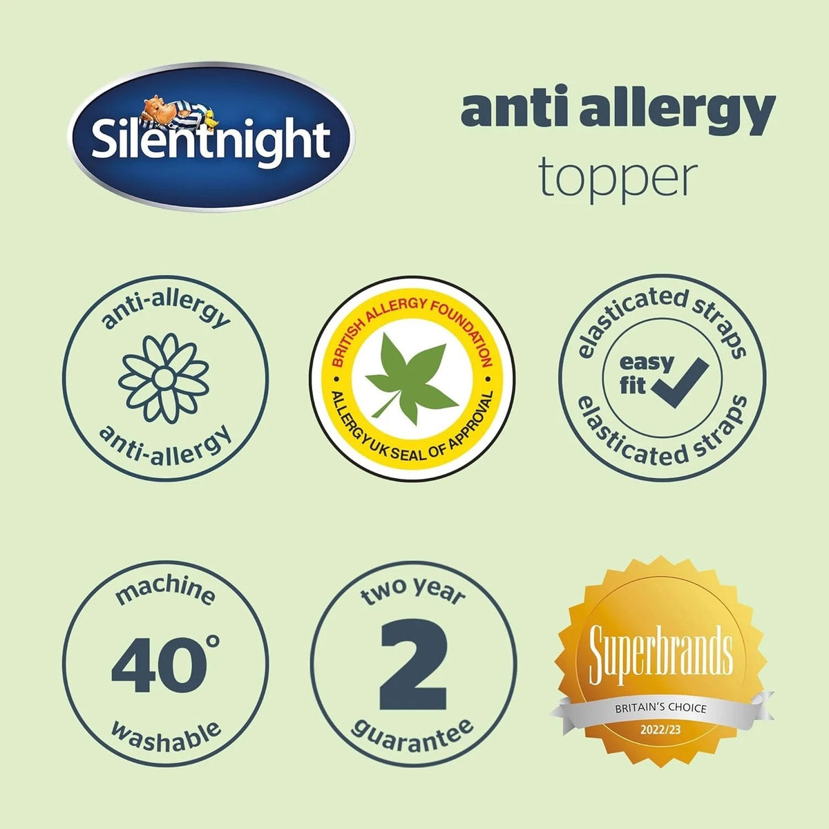 Silentnight Anti-Allergy Super King Mattress Topper Washable Thick Deep Mattress