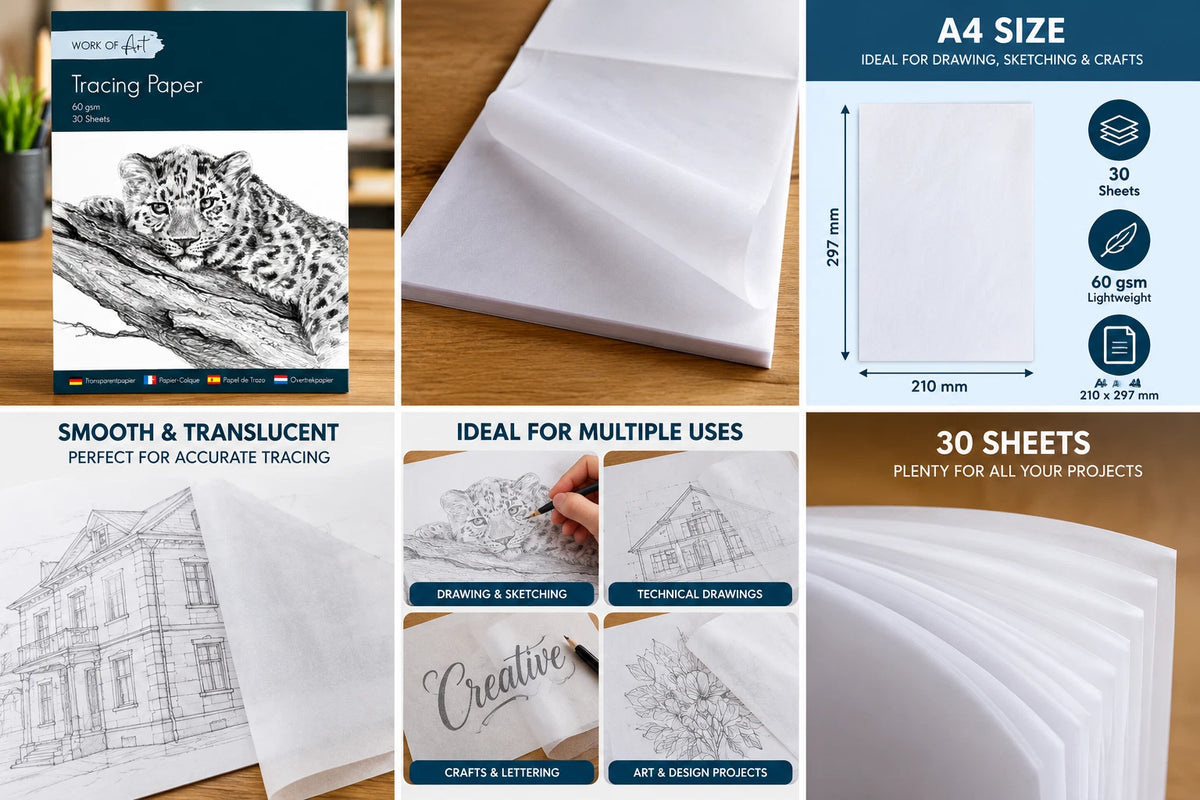 A4 Tracing Paper Pad 30 Sheets 60 GSM Translucent Drawing Calligraphy Drafting