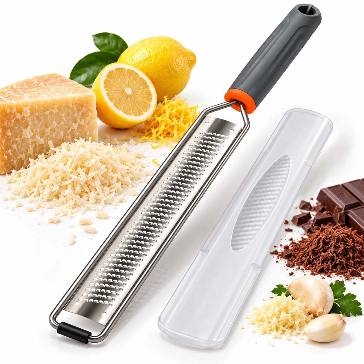 Hand Held Cheese & Lemon Zester Lime Ginger Grater Kitchen Tool Stainless Steel