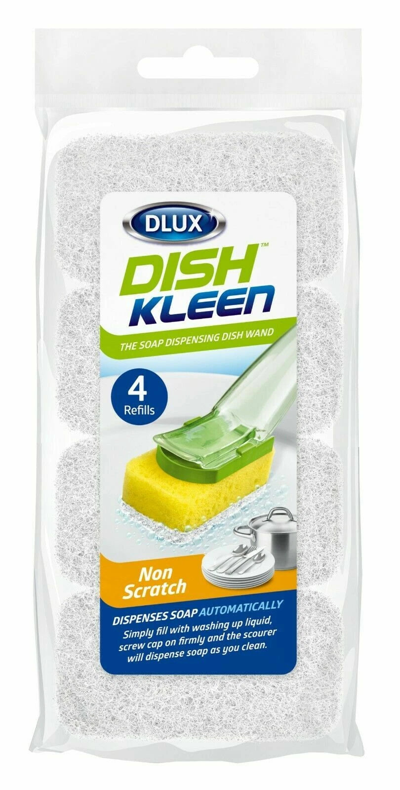 Refillable Dish Brush with Soap Dispenser – Kitchen Washing Up Brush & Scouring Sponge Cleaner