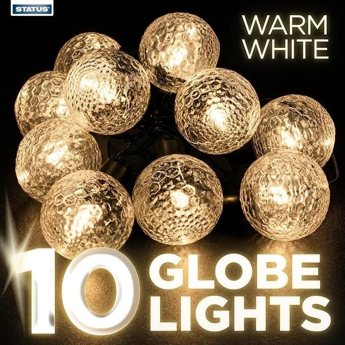10 LED String Lights Warm White Globe Indoor Outdoor Garden 9.5M Fairy Lights