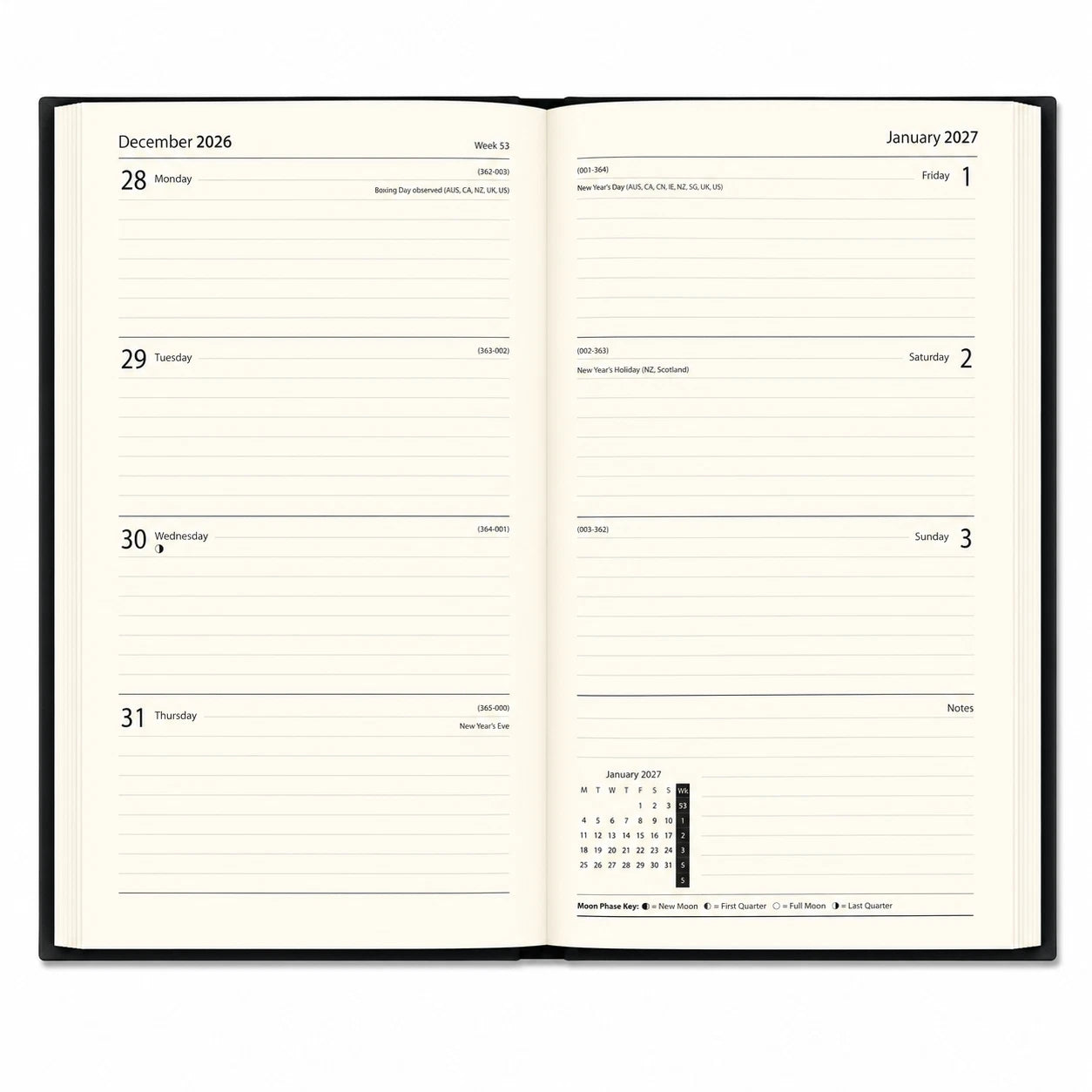 2027 Diary A4 A5 Page a Day or Week To View Padded Cover Dairy Diaries Office